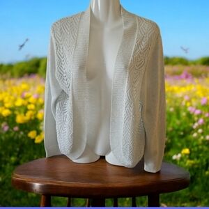 Light Gray Holiday Cardigan W Sparkles Size L By Versatiles  Stretchy